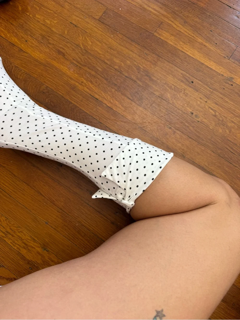 Polka Dot Knee High Cuff Socks